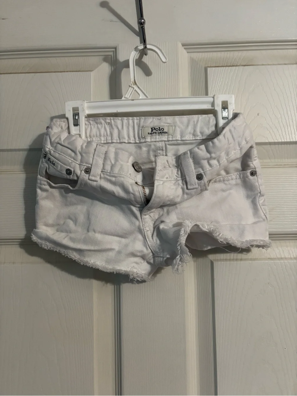 Ralph Lauren White Denim Frayed Hem Jean Shorts